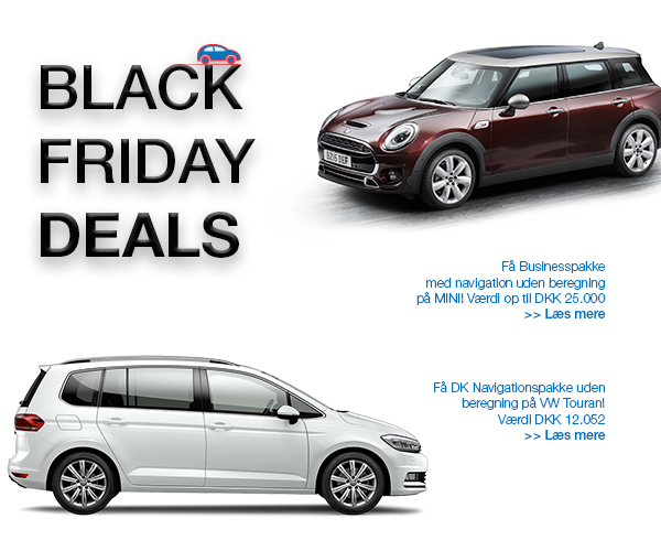 Black Friday Deals! Ekstraudstyr uden beregning til VW Touran eller MINI